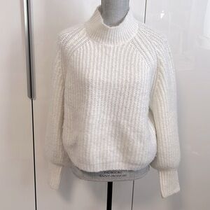Cream Mock Neck Sweater Bell Sleeve, Size L